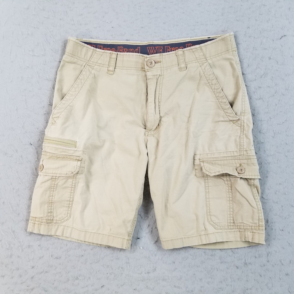 WearFirst Cargo Shorts Mens 34 Khaki Ripstop Outdoor Comfort Waist Utility